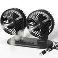 Car Fan 5V Portable Auto Cooling Misting Fan Dual Head Rotatable USB Vehicle Fans 2 Speeds Strong Wind Electric Air Circulation Fans for Car Dashboard Truck SUV Sedan RV Van Boat Golf Cart