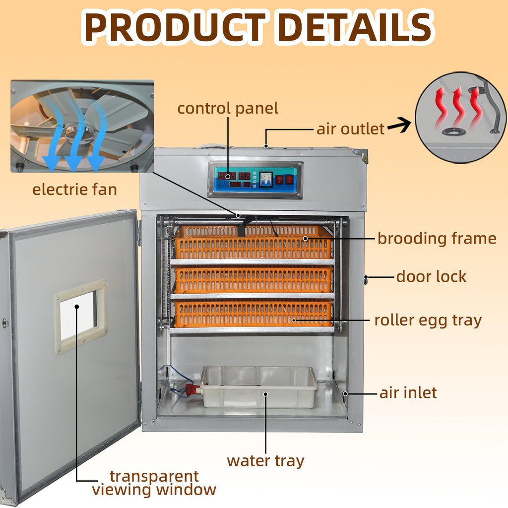 264 Egg Incubator with Automatic Egg Turning,Temperature Control and Humidity Control,Hatching Eggs,Chicken,Ducks,Poultry,Industrial Brooding Machine Chicken Incubator for Farm,Lab,Home,Indoor