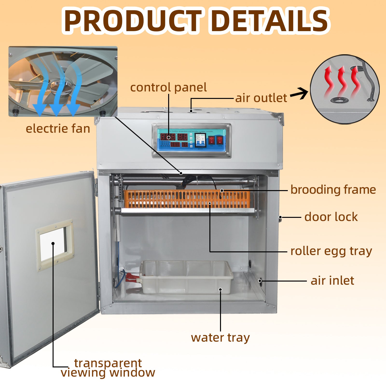 88 Egg Incubator with Automatic Egg Turning,Temperature Control and Humidity Control,Hatching Eggs,Chicken,Ducks,Poultry,Industrial Brooding Machine Chicken Incubator for Farm,Lab,Home,Indoor