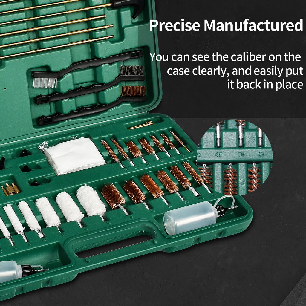 Universal Gun Cleaning Kit for Caliber Pistol Rifle Handgun Shotgun Hunting Cleaning Kit with Universal Accessories & Mat Portable Case Gifts for Men