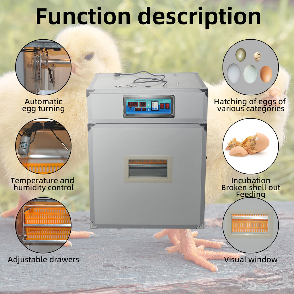 176 Egg Incubator with Automatic Egg Turning,Temperature Control and Humidity Control,Hatching Eggs,Chicken,Ducks,Poultry,Industrial Brooding Machine Chicken Incubator for Farm,Lab,Home,Indoor