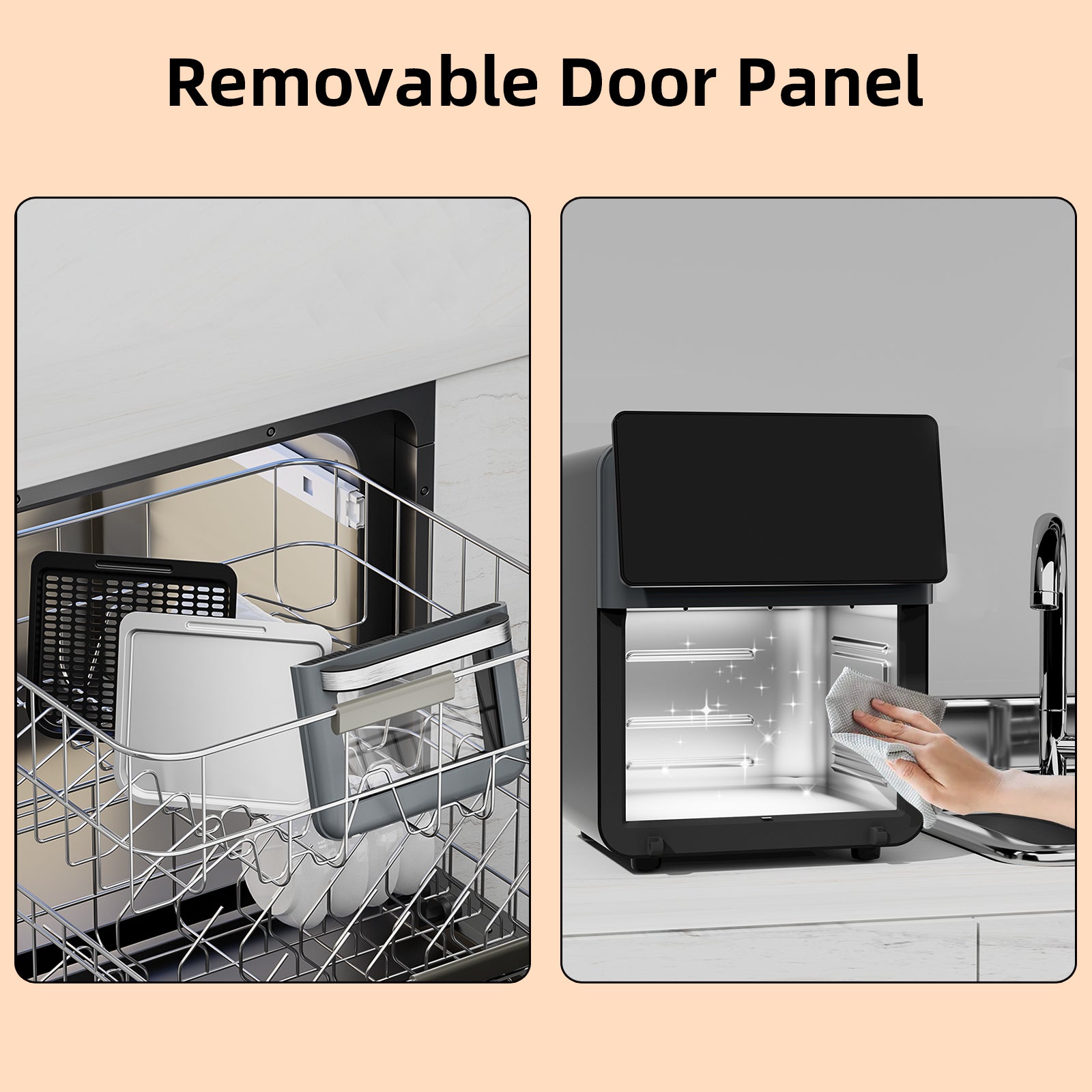 10L Large Pro Air Fryer Oven With Grill Combo For Kitchen Use,12 in 1 Smart Convection Ovens,AirFryer With Glass View Window,Nonstick Basket,Fryer Liners,Removable Door-Black