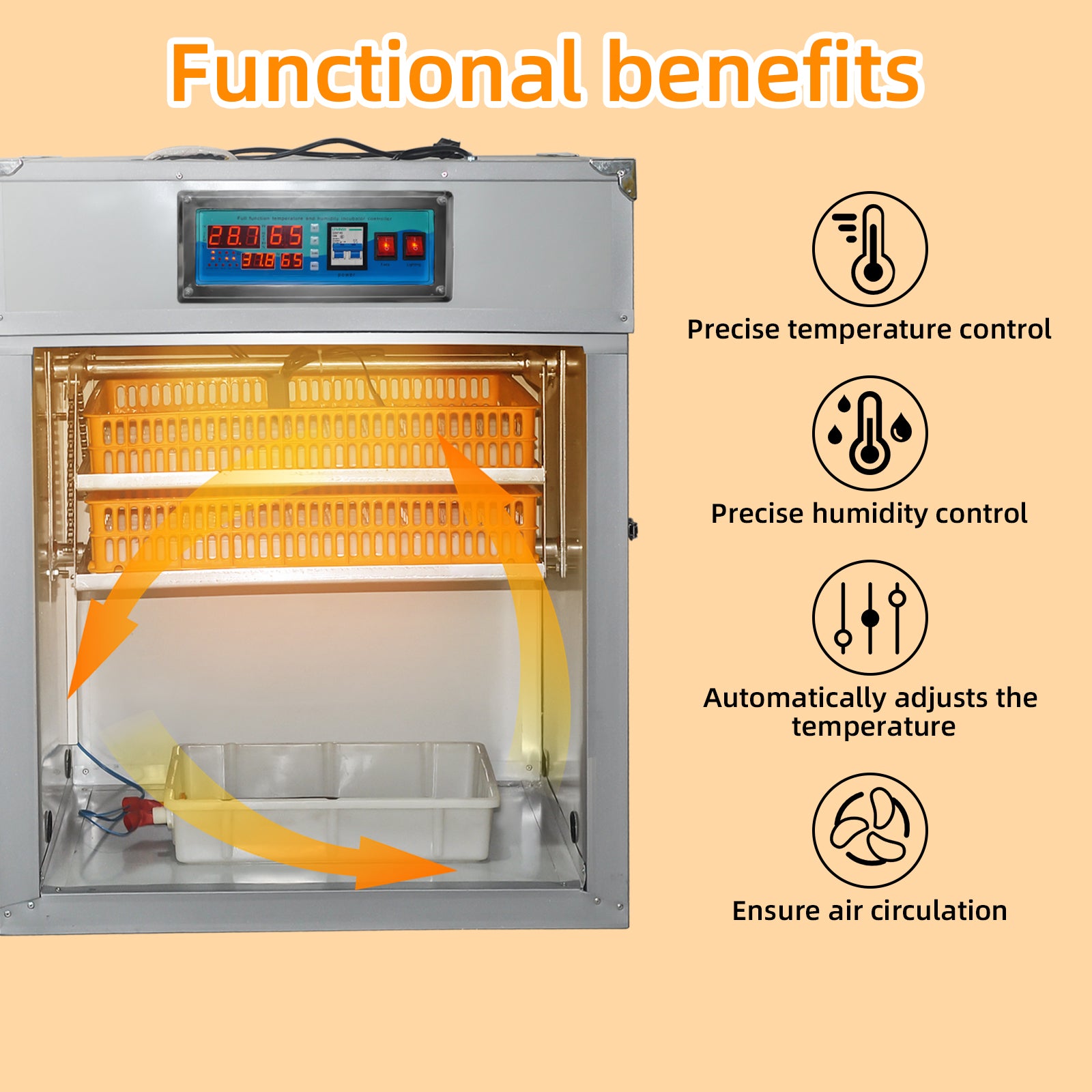 176 Egg Incubator with Automatic Egg Turning,Temperature Control and Humidity Control,Hatching Eggs,Chicken,Ducks,Poultry,Industrial Brooding Machine Chicken Incubator for Farm,Lab,Home,Indoor