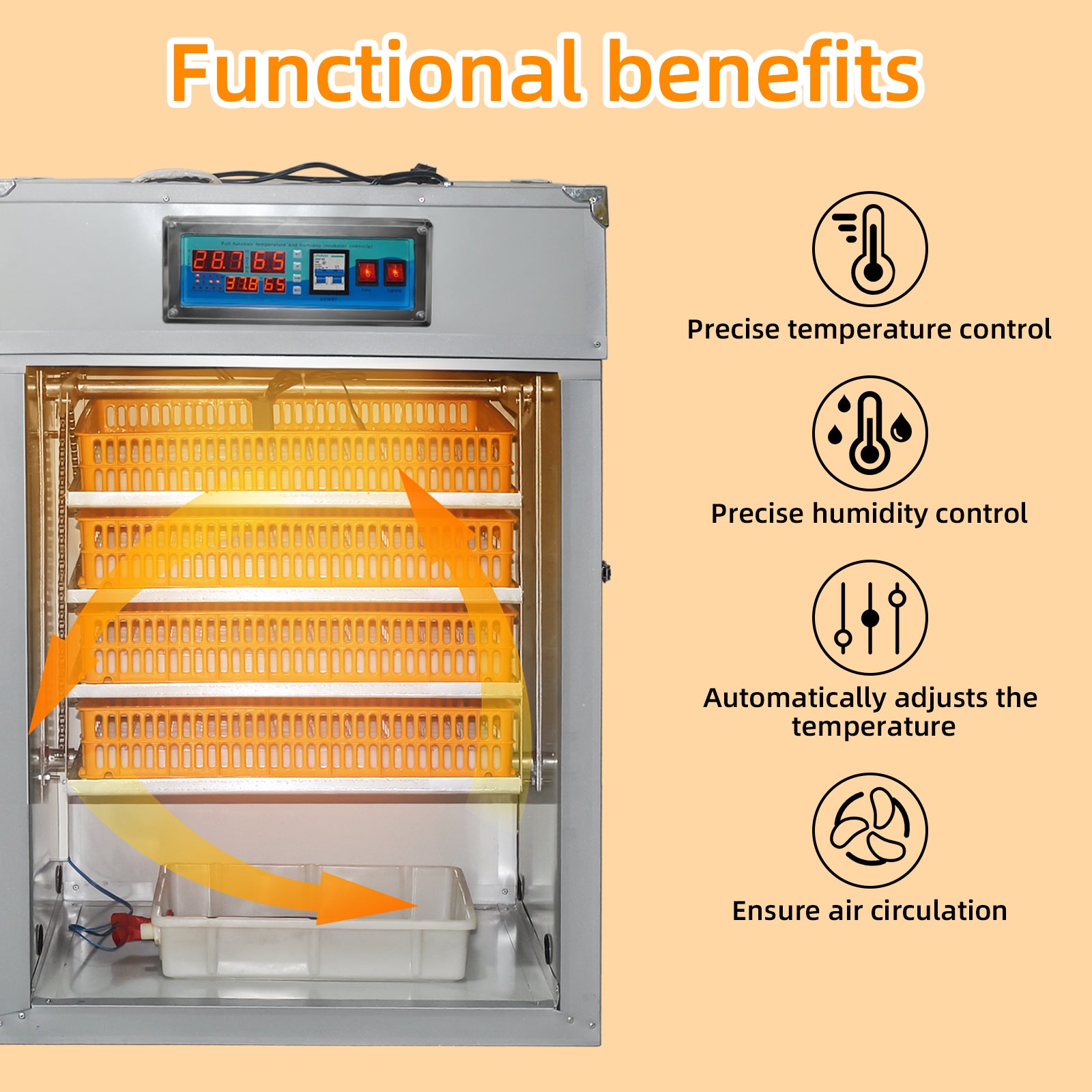 352 Egg Incubator with Automatic Egg Turning,Temperature Control and Humidity Control,Hatching Eggs,Chicken,Ducks,Poultry,Industrial Brooding Machine Chicken Incubator for Farm,Lab,Home,Indoor