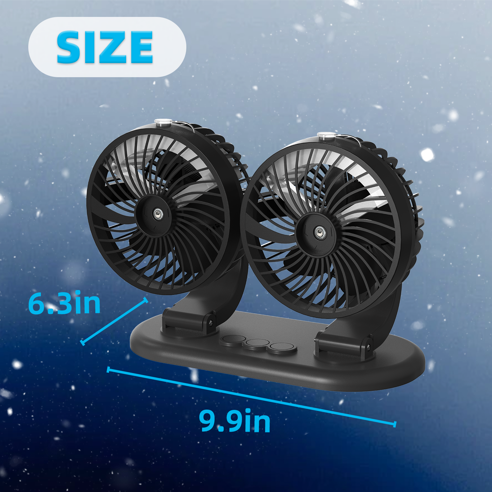 Car Fan 5V Portable Auto Cooling Misting Fan Dual Head Rotatable USB Vehicle Fans 2 Speeds Strong Wind Electric Air Circulation Fans for Car Dashboard Truck SUV Sedan RV Van Boat Golf Cart