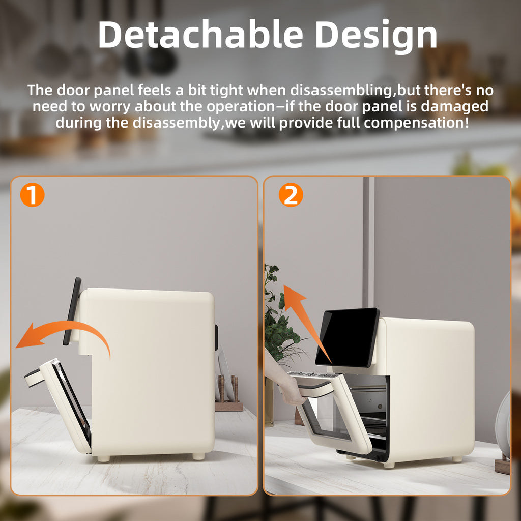 AboveMoon 10L Large Xl Pro Air Fryer Oven With Grill Combo For Kitchen Countertop Use,12 in 1 Smart Convection Ovens,AirFryer With Glass View Window,Nonstick Basket,Fryer Liners,Removable Door-White