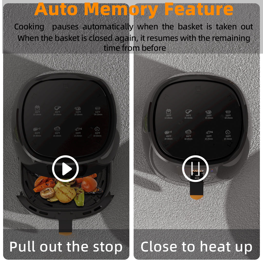 AboveMoon 6.0 QT Large Digital Air Fryer with Window for Kitchen Use,Nonstick Made without PFAS, Touchscreen Display,400F,Customized Temp/Time,NonStick Basket,Black