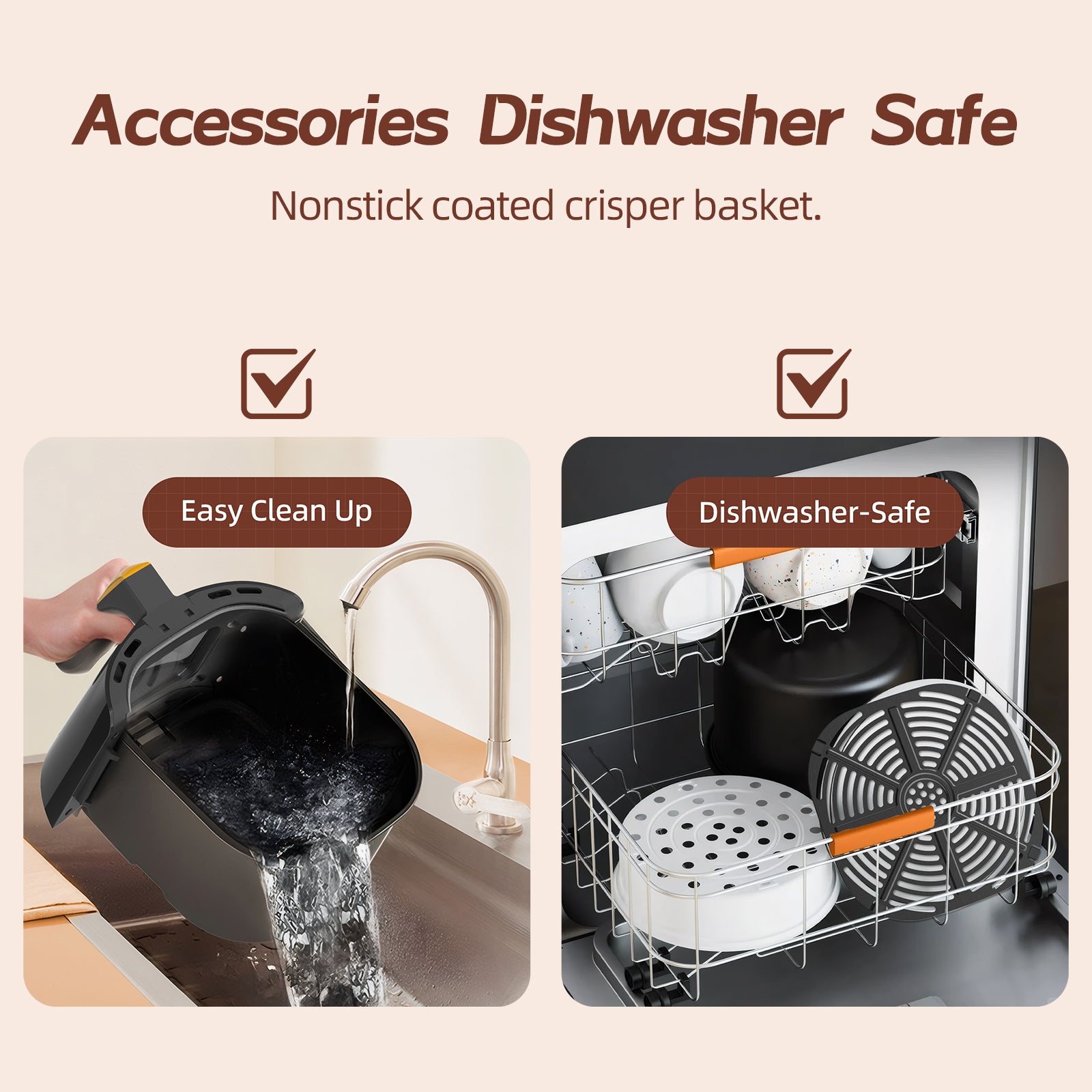 AboveMoon 6.0 QT Large Digital Air Fryer with Window for Kitchen Use,Nonstick Made without PFAS, Touchscreen Display,400F,Customized Temp/Time,NonStick Basket,Black