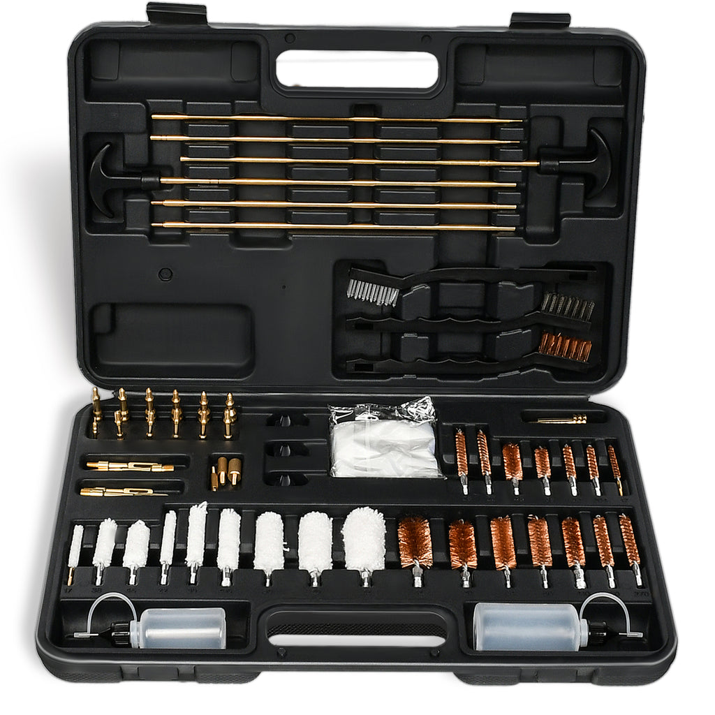 Universal Gun Cleaning Kit for Caliber Pistol Rifle Handgun Shotgun Hunting Cleaning Kit with Universal Accessories & Mat Portable Case Gifts for Men Brass