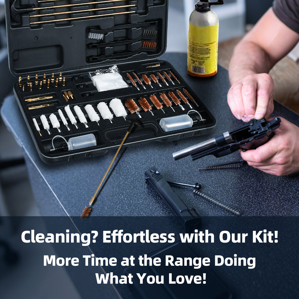 Universal Gun Cleaning Kit for Caliber Pistol Rifle Handgun Shotgun Hunting Cleaning Kit with Universal Accessories & Mat Portable Case Gifts for Men Brass
