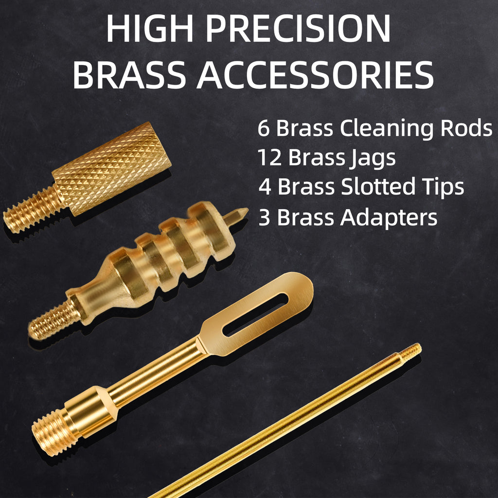 Universal Gun Cleaning Kit for Caliber Pistol Rifle Handgun Shotgun Hunting Cleaning Kit with Universal Accessories & Mat Portable Case Gifts for Men Brass