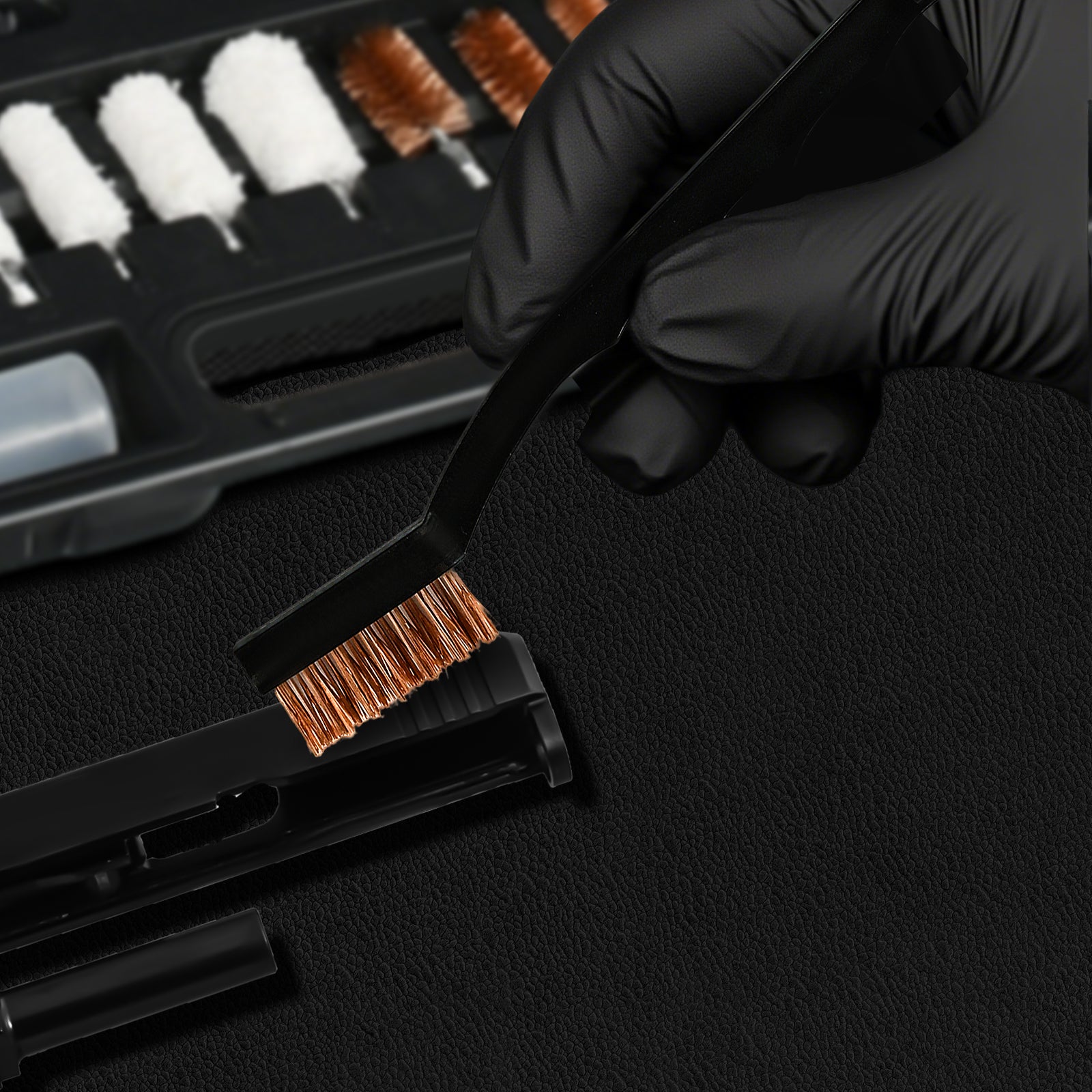 Universal Gun Cleaning Kit for Caliber Pistol Rifle Handgun Shotgun Hunting Cleaning Kit with Universal Accessories & Mat Portable Case Gifts for Men Brass