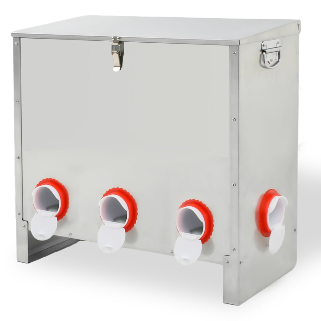 Metal Automatic Chicken Feeder 90LBS with 8 Ports,No Feed Waste,All Seasons Support,Weather-Resistant and Animal-Proof,Suitable for Chicken,Geese,Ducks,Turkeys,Quails