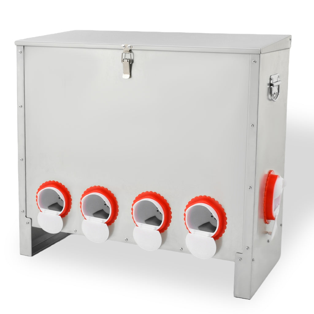 Metal Automatic Chicken Feeder 90LBS with 10 Ports,No Feed Waste,All Seasons Support,Weather-Resistant and Animal-Proof,Suitable for Chicken,Geese,Ducks,Turkeys,Quails