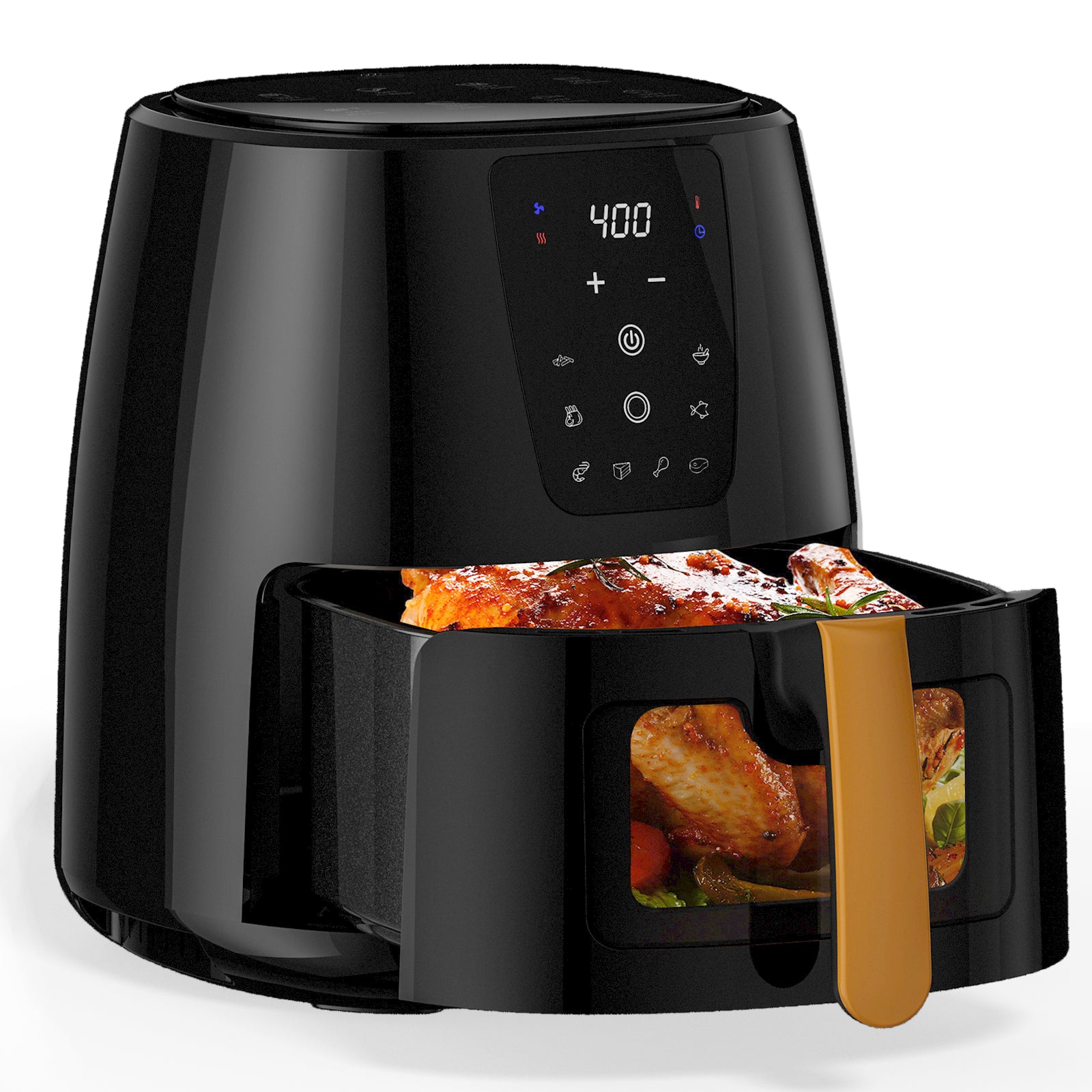 AboveMoon 6.0 QT Large Digital Air Fryer with Window for Kitchen Use,Nonstick Made without PFAS, Touchscreen Display,400F,Customized Temp/Time,NonStick Basket,Black