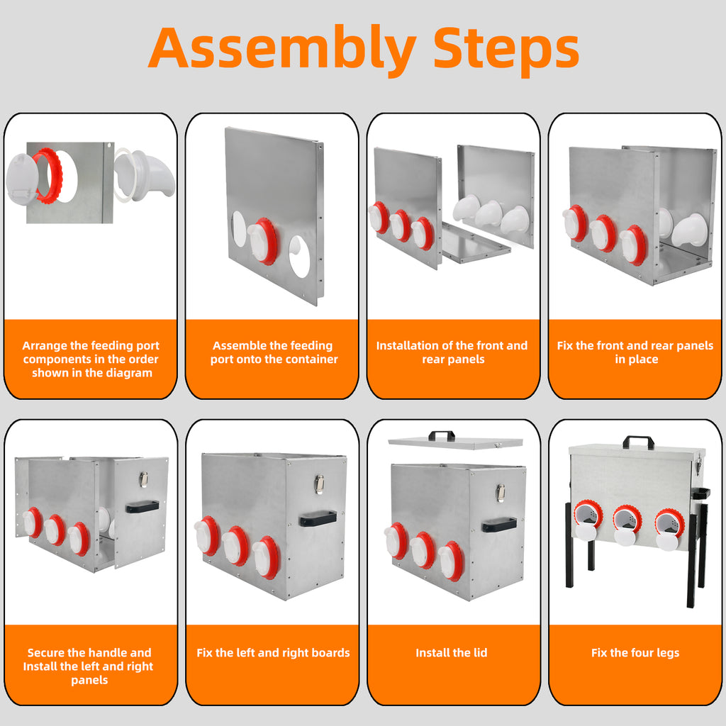 Metal Automatic Chicken Feeder 30LBS with 6 Ports,No Feed Waste,All Seasons Support,Weather-Resistant and Animal-Proof,Suitable for Chicken,Geese,Ducks,Turkeys,Quails