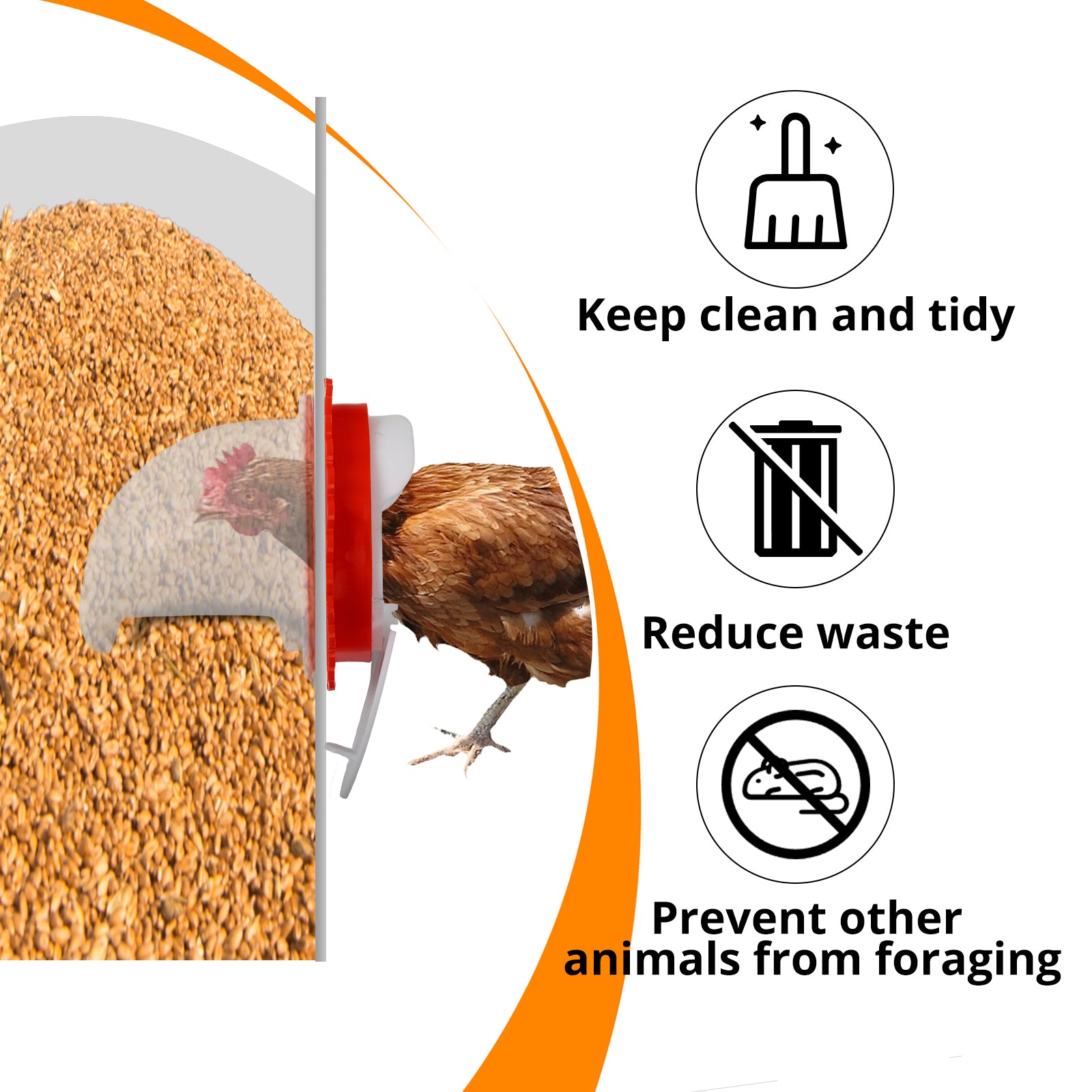 Metal Automatic Chicken Feeder 30LBS with 6 Ports,No Feed Waste,All Seasons Support,Weather-Resistant and Animal-Proof,Suitable for Chicken,Geese,Ducks,Turkeys,Quails